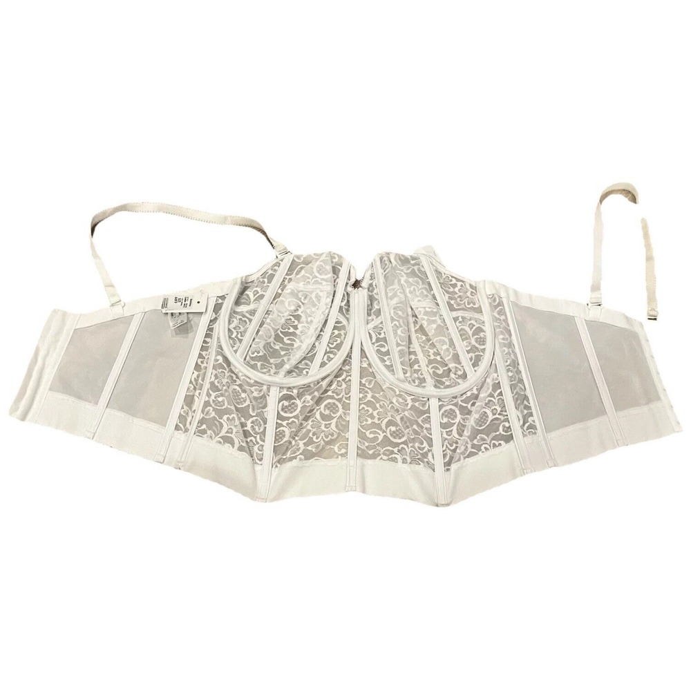 Goddess Bra 44FF Lace Bustier White Bridal Formal Longline Strapless‎ Women's